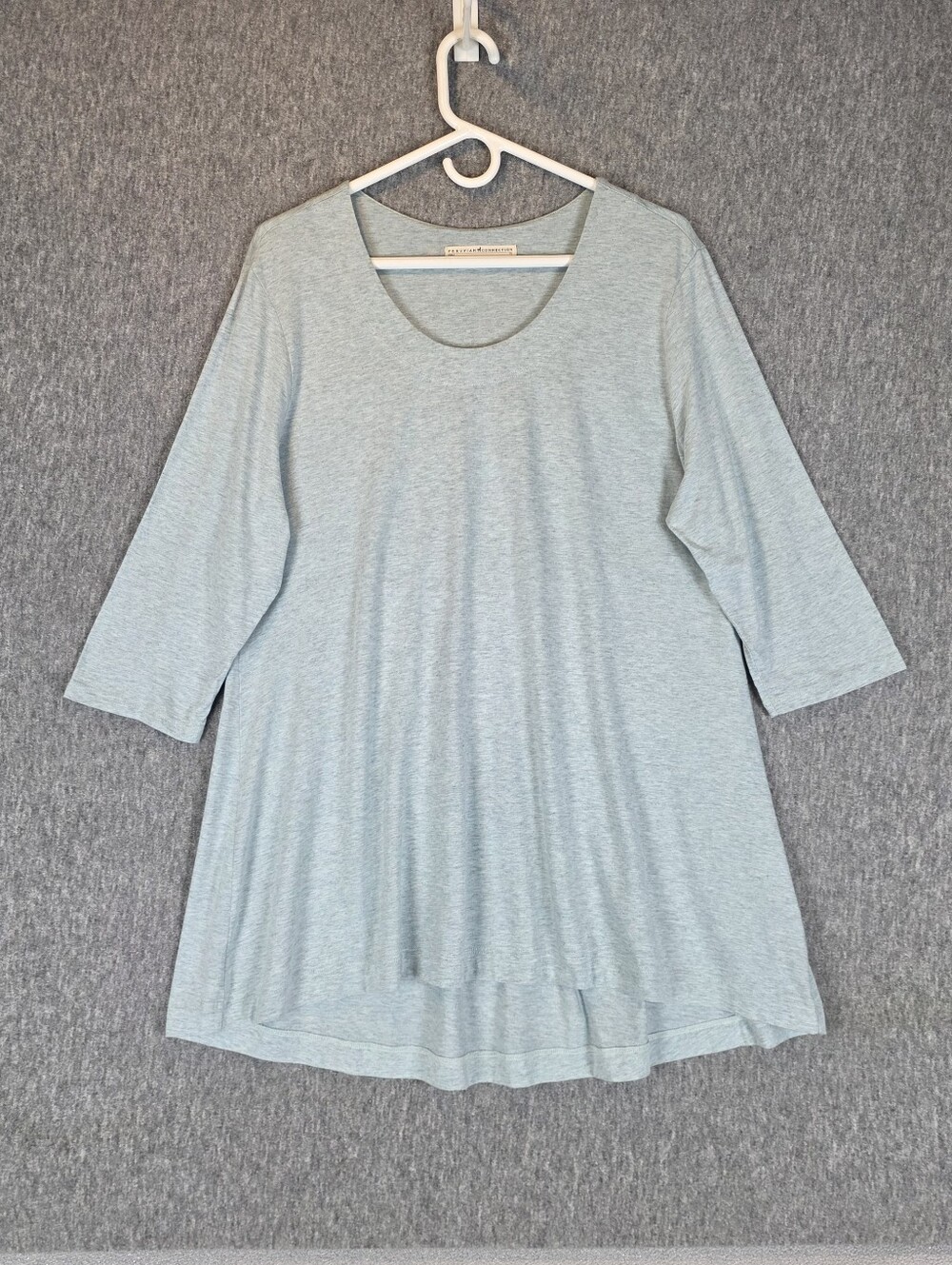 Peruvian Connection Pima Cotton Light Blue Scoop Neck Women's Tunic Top Wmn's Lg